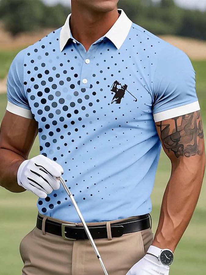 Men's Casual Business Plaid Contrast Color Polo
