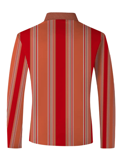 Men's Business Casual Striped Button-Down Polo