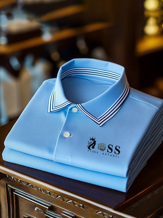 Men's Business Print Lapel Short Sleeve Polo Shirt