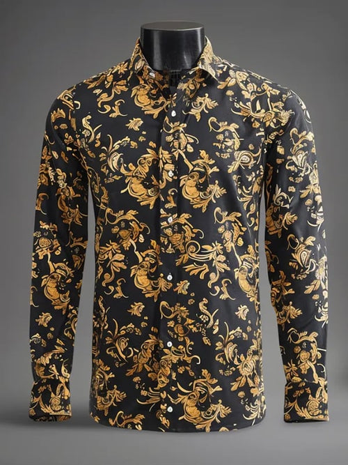 Men's Stripe Print Business Long Sleeve Shirt