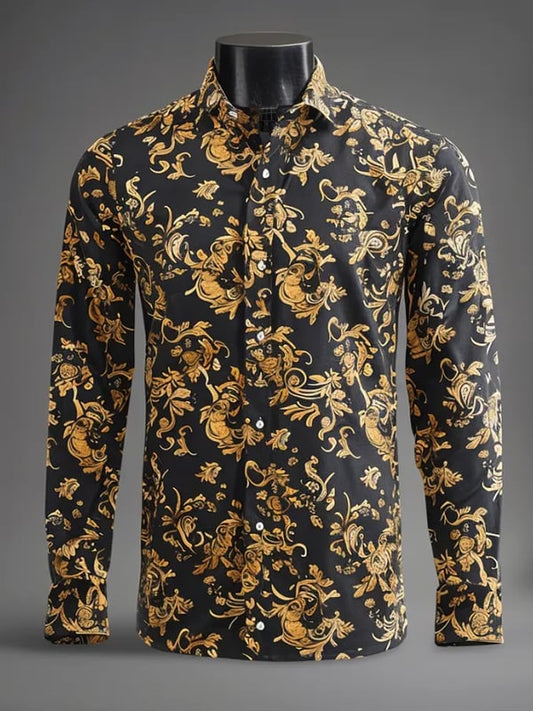 Men's Stripe Print Business Long Sleeve Shirt