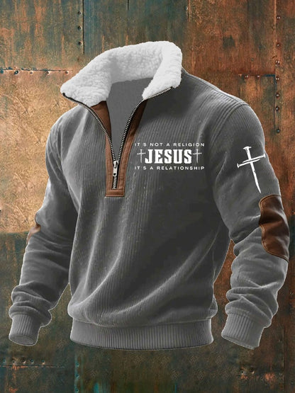 Men's Faith “IT'S NOT A RELIGION IT'S A RELATIONSHIP”Textured Sweatshirt