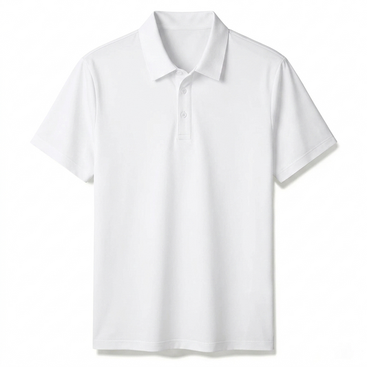 Men's Summer Fashion White Printed Polo Short-Sleeve