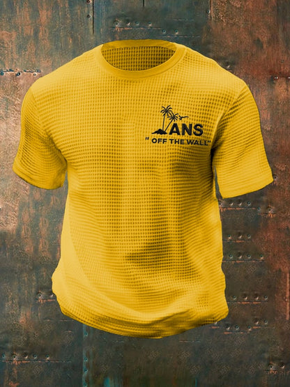 Men's Casual Sports Logo Waffle T-Shirt