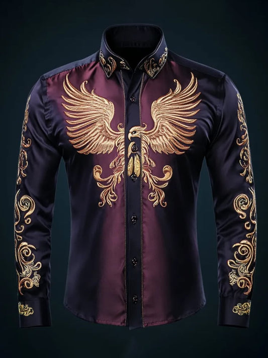 Men's Casual Printed Long Sleeve Shirt