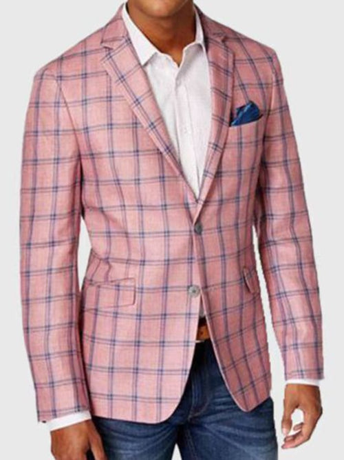 Men's Plaid Single Breasted Notch Lapel Slim Fit Blazer