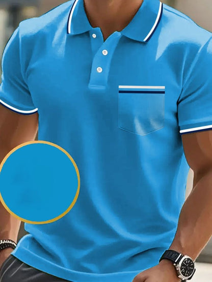 Men's Classic Casual Short Sleeve Polo Shirt with Pocket