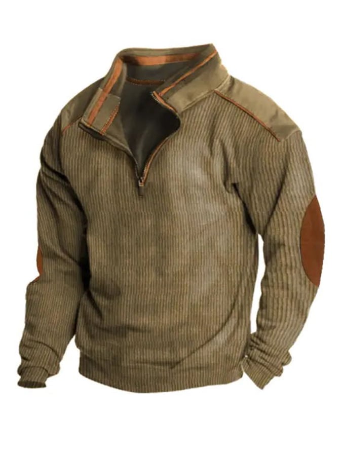 Men's Casual Stand Collar Zipper Sweatshirt