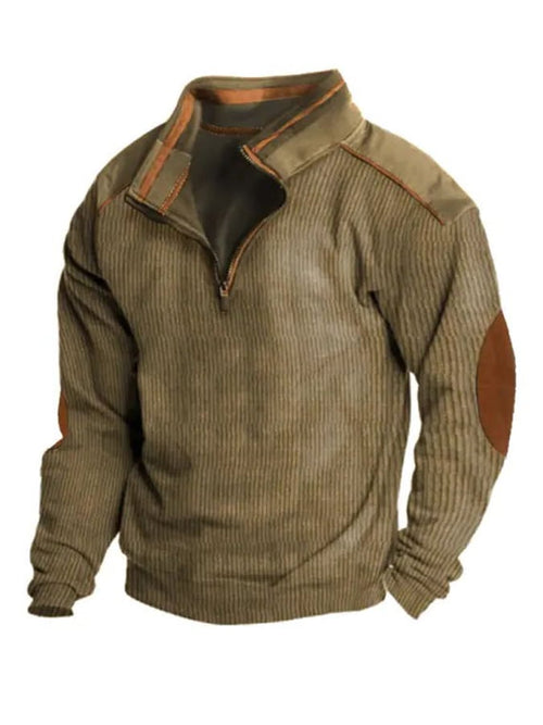 Men's Casual Stand Collar Zipper Sweatshirt