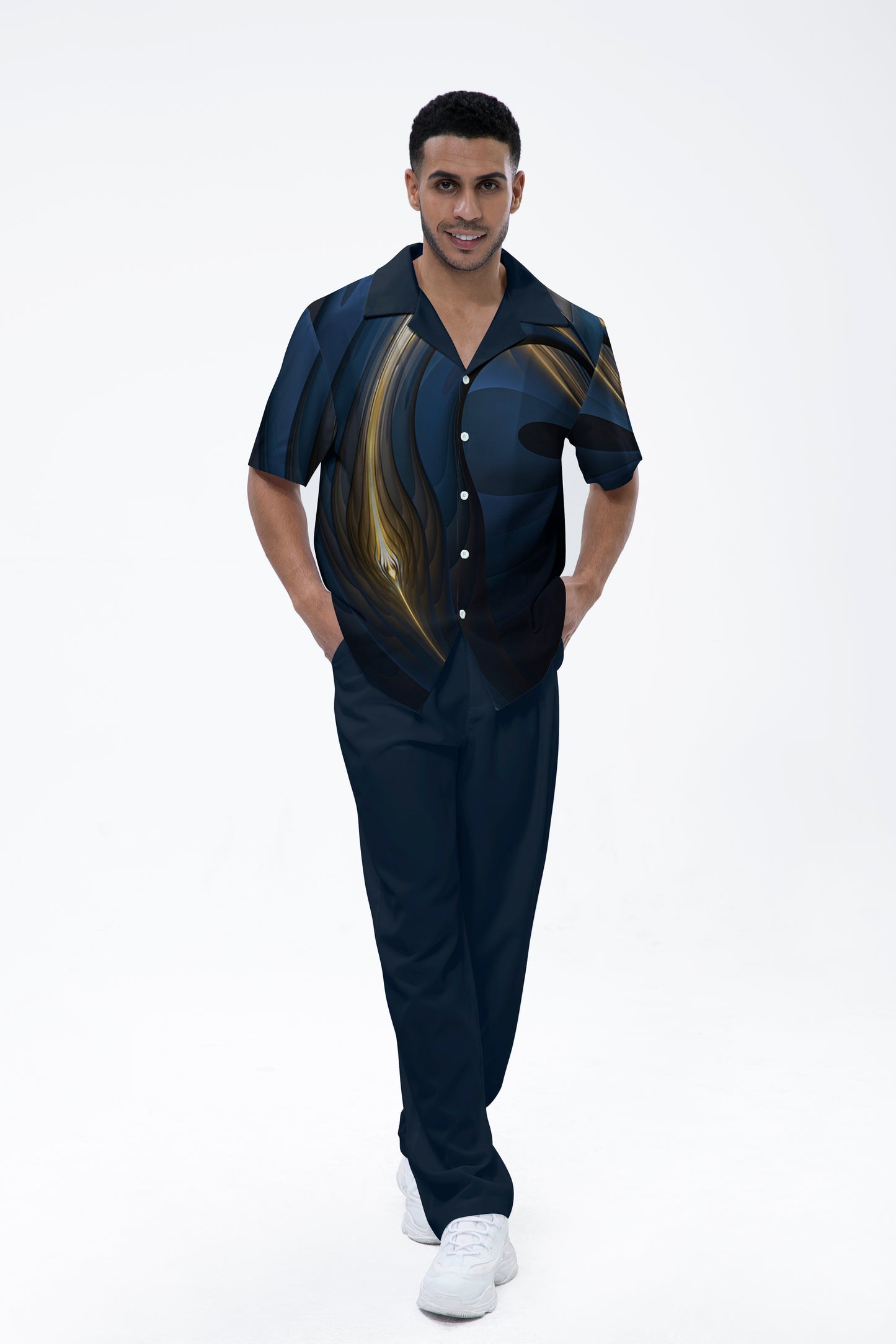 Rianmond Men's Ombre Print Short Sleeve Walking Suit 201