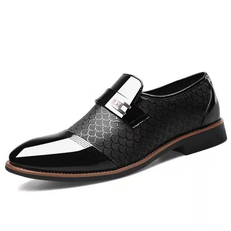 Men's Business Formal Casual Embossed Patchwork Loafers Faux Leather Patant Shoes