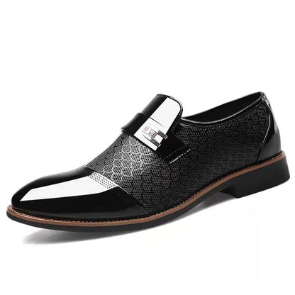 Men's Business Formal Casual Embossed Patchwork Loafers Faux Leather Patant Shoes