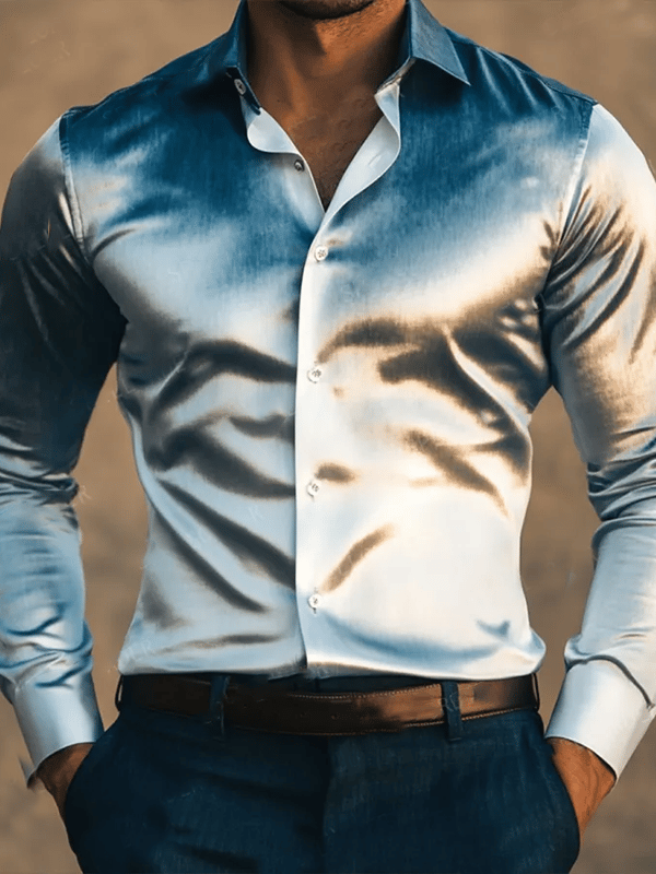 Men's Satin Luxe Long Sleeve Button Down Shirt