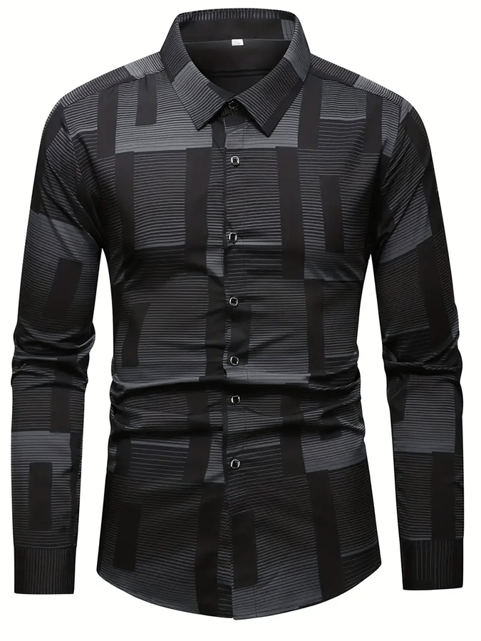 Men's Geometric Design Business Casual Shirt