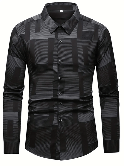 Men's Geometric Design Business Casual Shirt