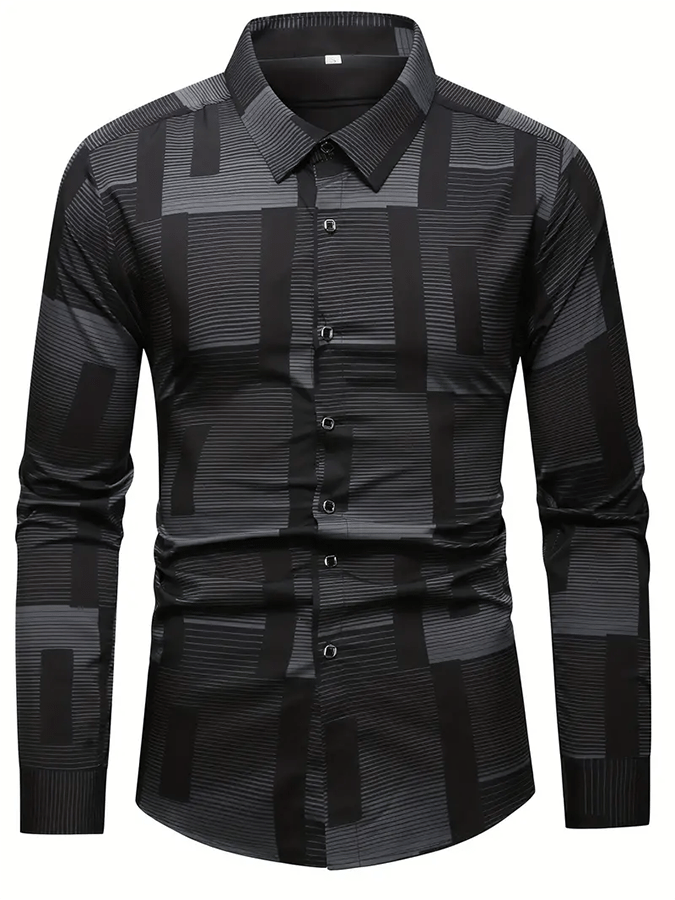 Men's Geometric Design Business Casual Shirt