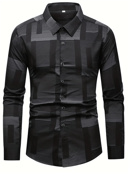 Men's Geometric Design Business Casual Shirt