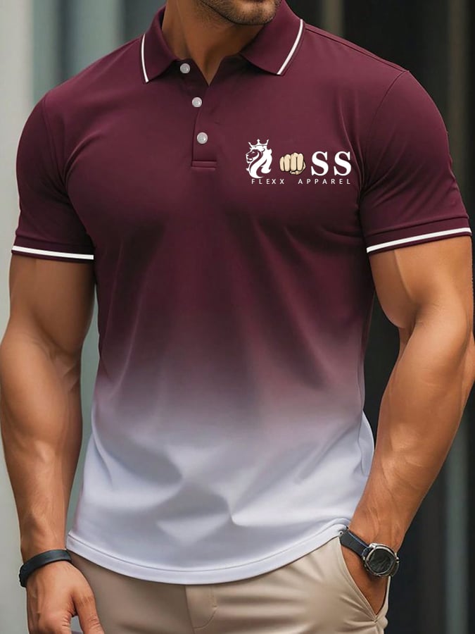 Men's business polo shirt with contrasting color print