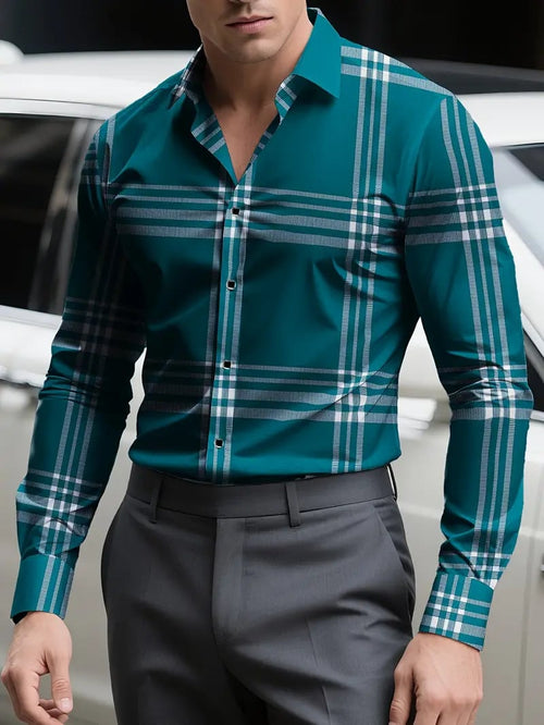 Men's Street Style Business Casual Printed Long Sleeve Shirt