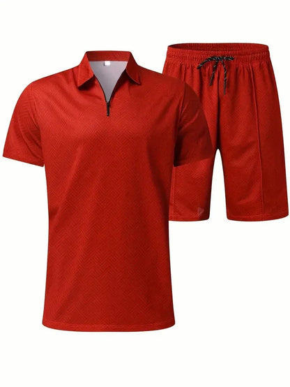 Suitmens Men's Daily Casual Collar Zipper Polo Shirt Set 216