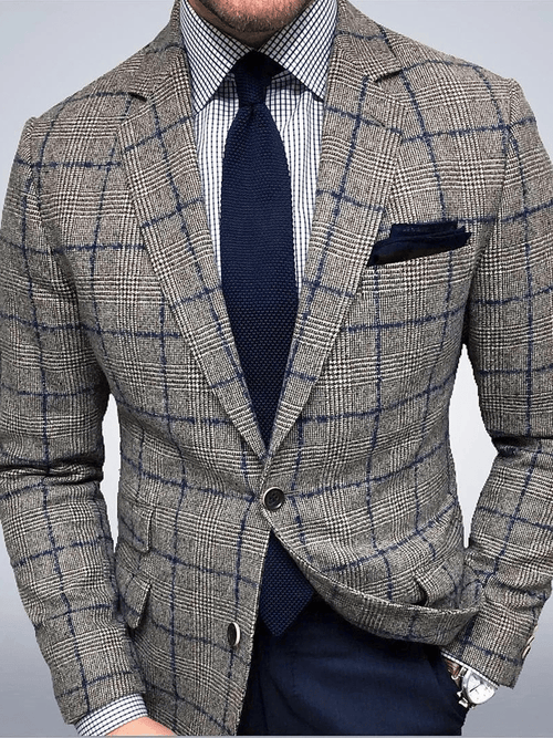 Men's casual plaid suit