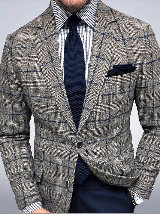 Men's casual plaid suit