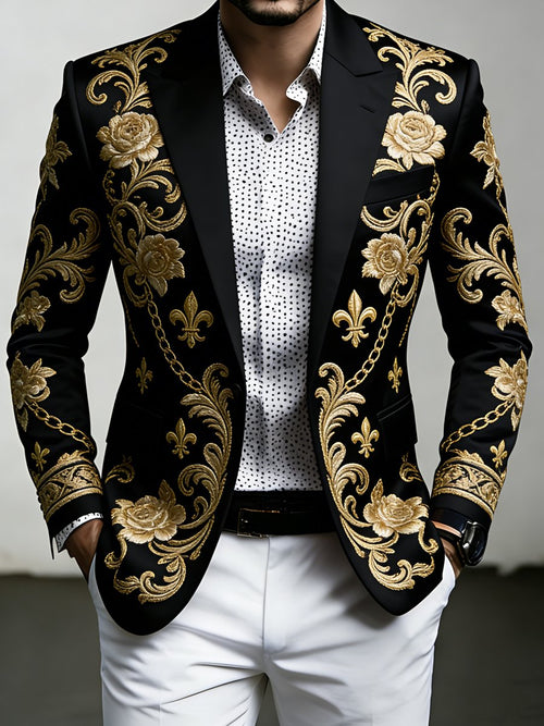 Men's Luxury Carnival Floral Lily Print Suit Jacket
