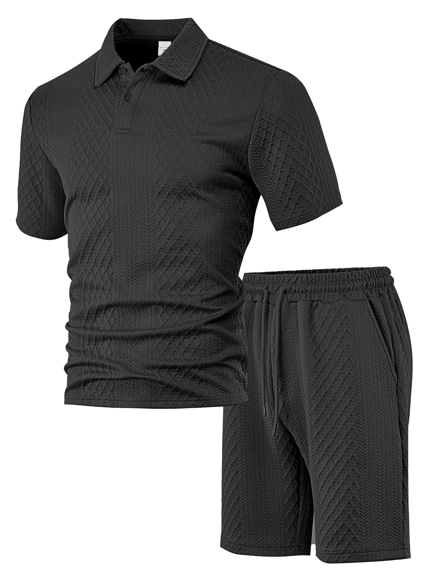 Men's Knit Short Sleeve Polo Shirt set