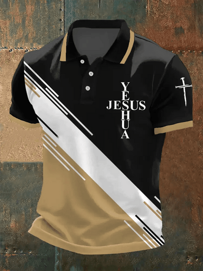 Men's Retro Faith Casual Printed Polo Shirt