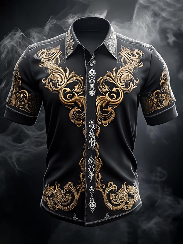 Men's Retro Viking Graphic Short Sleeve Shirt