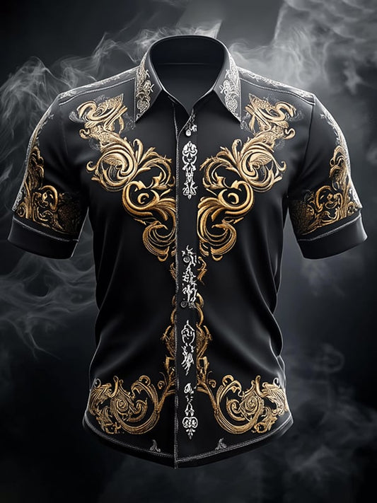 Men's Retro Viking Graphic Short Sleeve Shirt