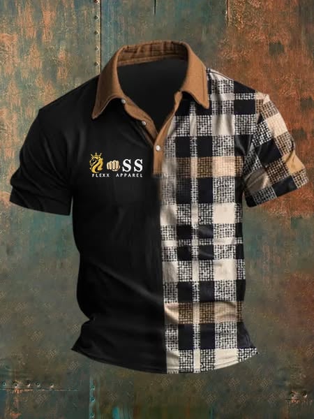 Men's Casual Retro Lion Letter Polo