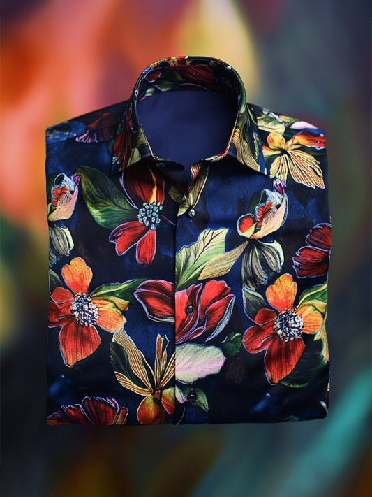 Men's Satin Luxe Long Sleeve Button Down Shirt