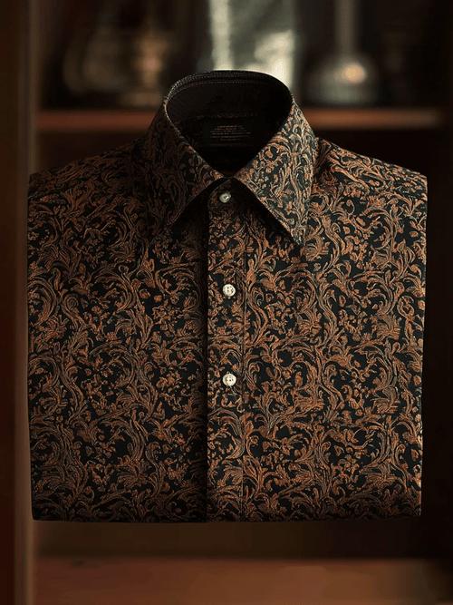Men's Luxury Romantic Contrast Color Print Long Sleeve Shirt
