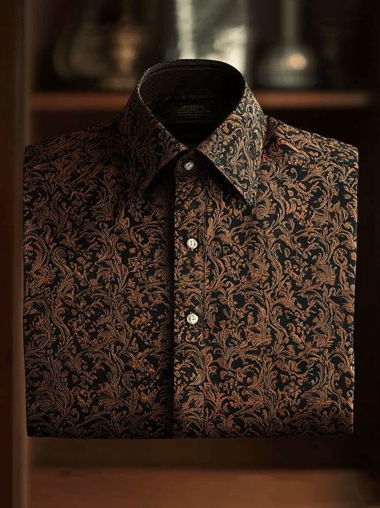 Men's Luxury Romantic Contrast Color Print Long Sleeve Shirt