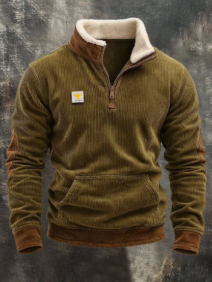 Men's Retro Comfort Zipper Plush Collar Sweatshirt
