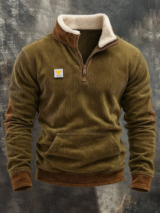 Men's Retro Comfort Zipper Plush Collar Sweatshirt
