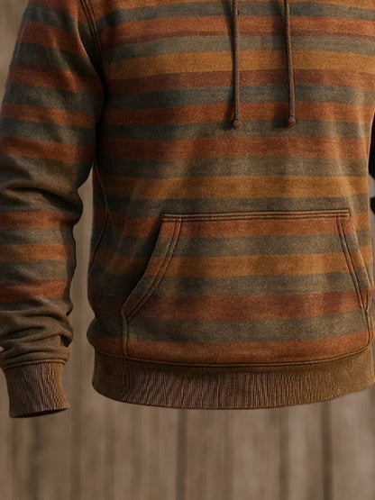 Men's Retro Distressed Color Block Print Casual Long Sleeve Sweatshirt