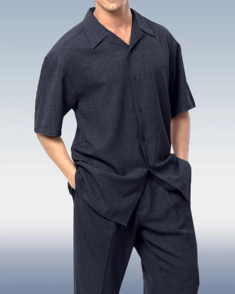 Men's Solid Color Short Sleeve Shirt Walking Set 4 Colors 433