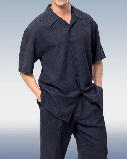 Men's Solid Color Short Sleeve Shirt Walking Set 4 Colors 433