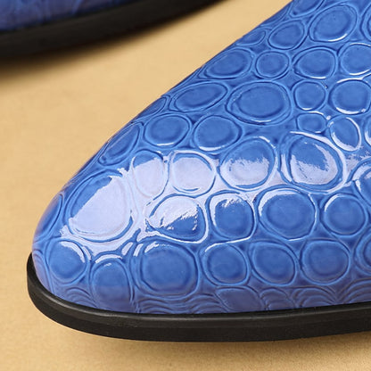 Men's Stylish Embossed Pointed Toe Patent Leather Shoes