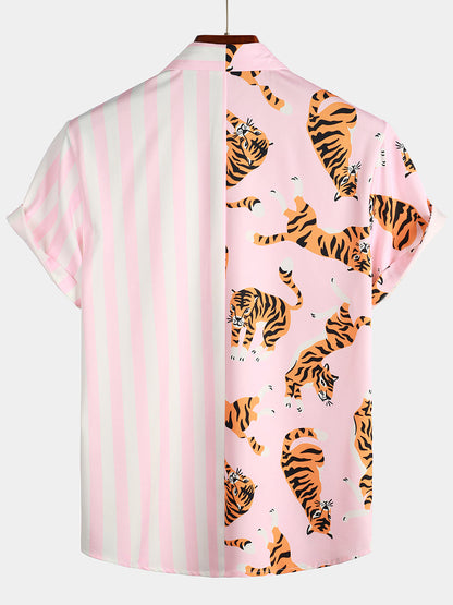Men's Leopard & Striped Pocket Holiday Casual Shirt