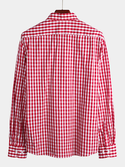 Men's Cotton Long Sleeve Plaid Shirt