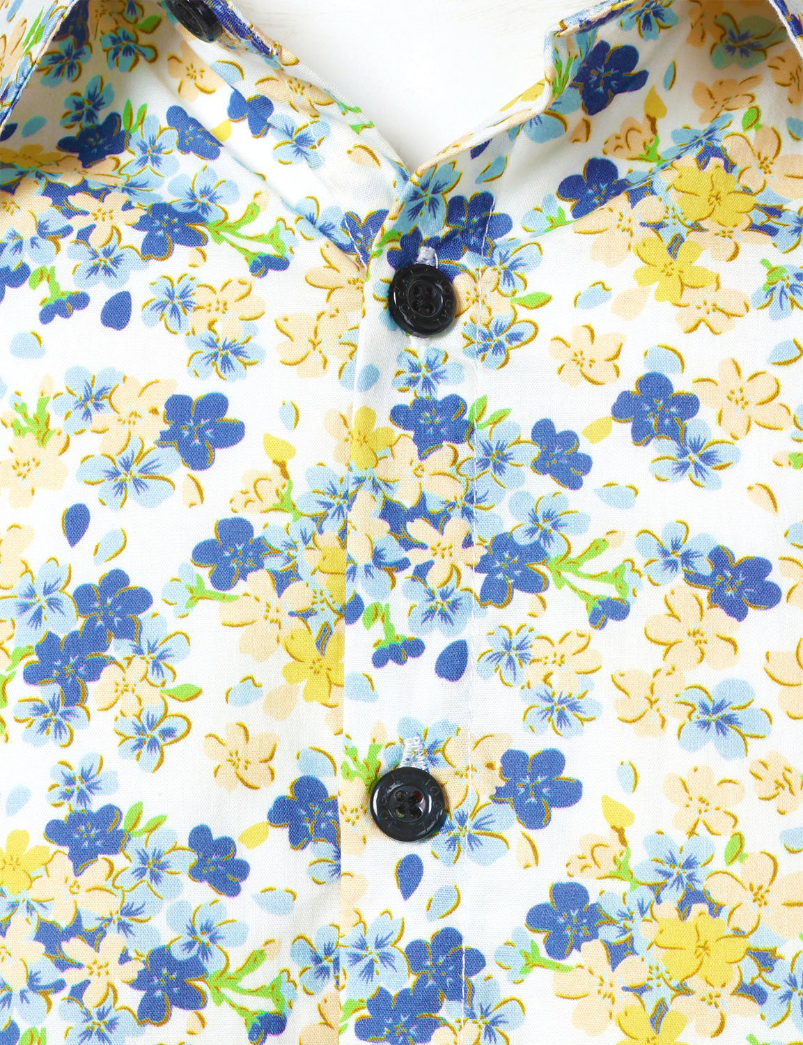 Men's White Breathable Cotton Floral Print Long Sleeve Shirt