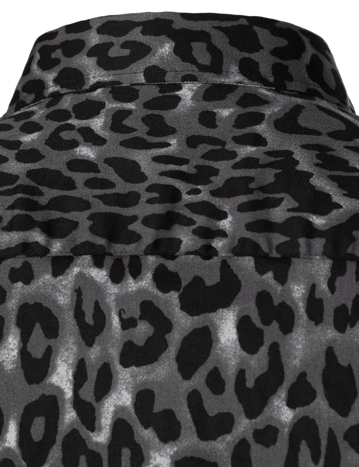 Men's Grey Snow Leopard Print Animal Casual Rock Cool Cotton Long Sleeve Shirt