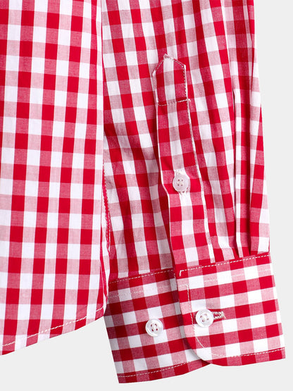 Men's Cotton Long Sleeve Plaid Shirt