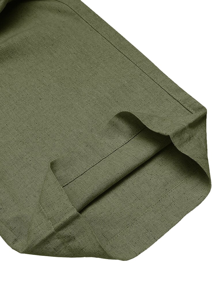 Casual Straight Linen Drawstring Pants