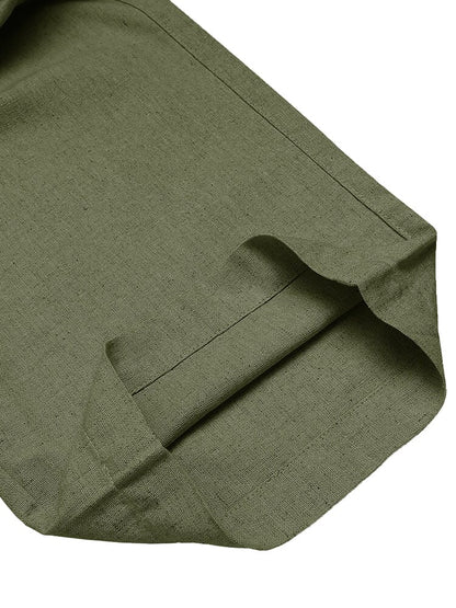 Casual Straight Linen Drawstring Pants