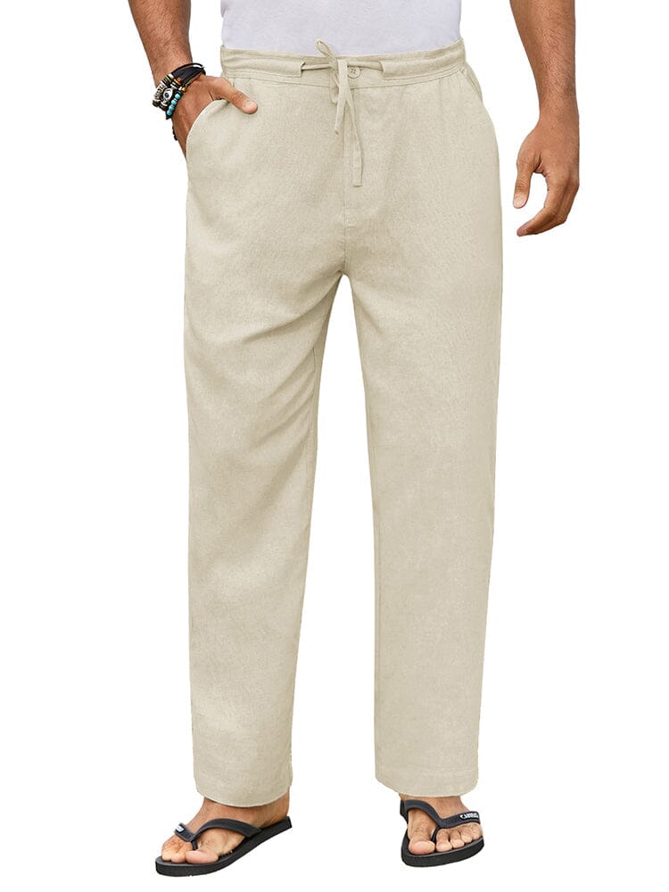 Casual Straight Linen Drawstring Pants