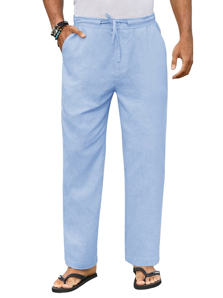 Casual Straight Linen Drawstring Pants